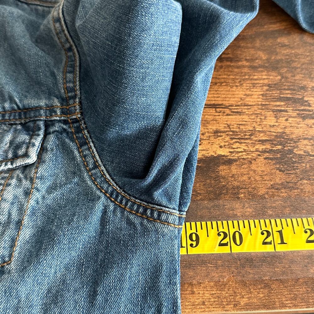 Mudd Distressed Cropped Denim Jean Jacket Medium Streetwear Grunge Preppy EUC - Picture 3 of 9
